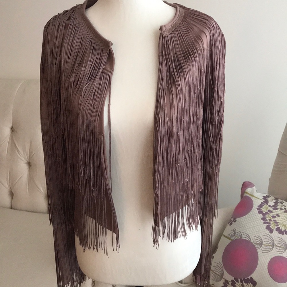 Forever21 fringed open front party jacket